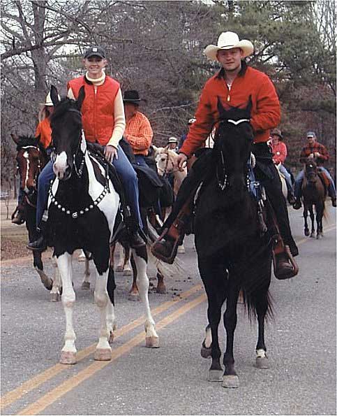 Riding in wagon train before the theft.